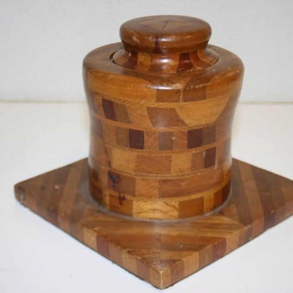 Vintage Hand Made Wooden Mid Century Estate Pipe Tobacco Holder